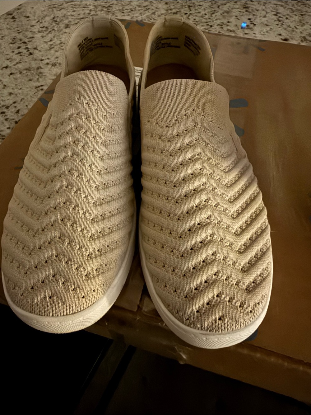 Sonoma Beige Knit Slip-On Sneakers